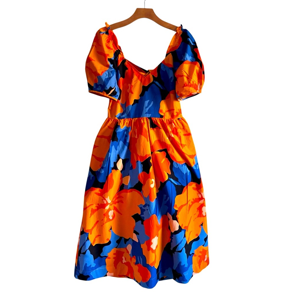 TABITHA BROWN xTarget Floral Puff Sleeve Tie Back Midi Dress 12
